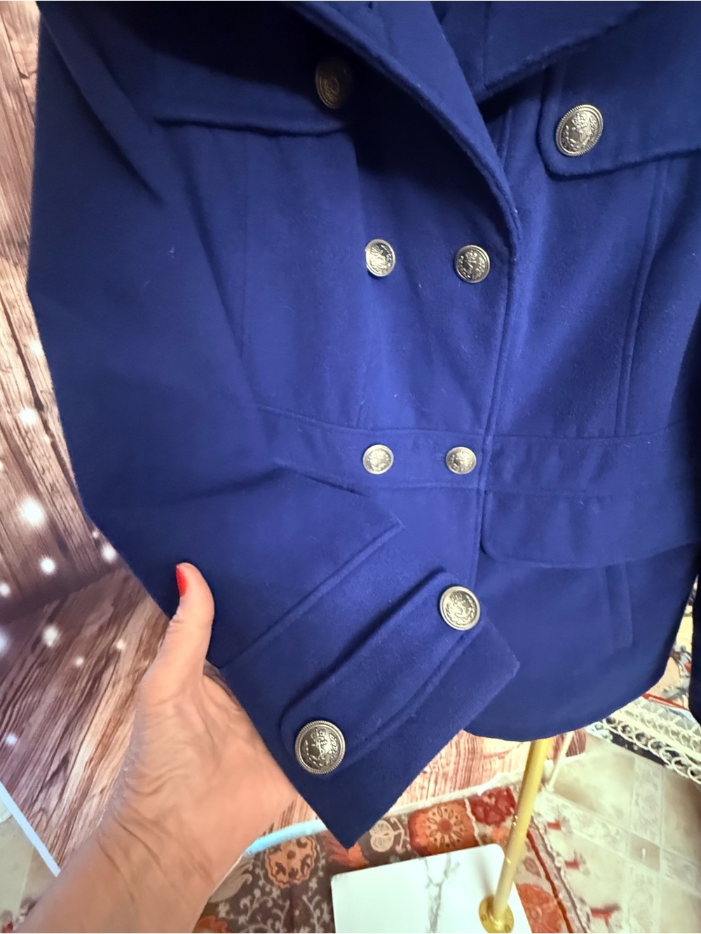 Apt. 9 Navy Double-Breasted Peacoat with Gold Buttons - Picture 2 of 6